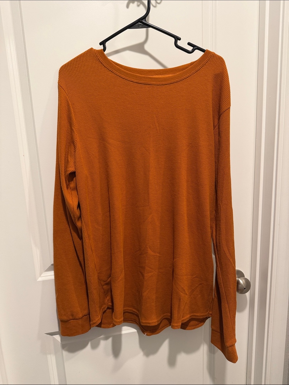 Arizona Jean Company Waffle-Knit Scoop Neck Sweater in Rust